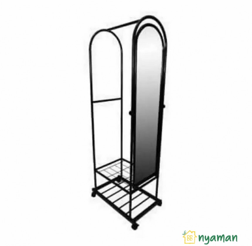 Barang necis pengganti lemari pakaian (2/2), Stand hanger dengan cermin