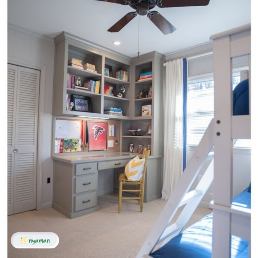 Desain meja belajar bentuk L