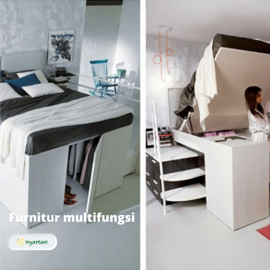 Gunakan furnitur multifungsi untuk membuat rumah/apartemen kecil menjadi nyaman dan efektif
