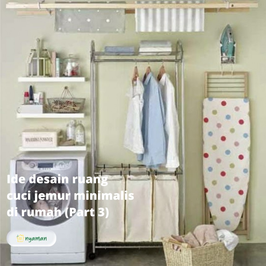 Ide desain ruang cuci jemur minimalis di rumah (3/3), Ruang cuci jemur minimalis kontemporer dengan lemari pengering