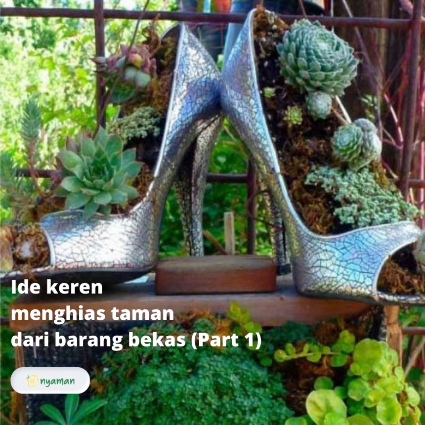 Ide keren menghias taman dari barang bekas (1/2), Tanaman semakin cantik saat ditanam di sepatu