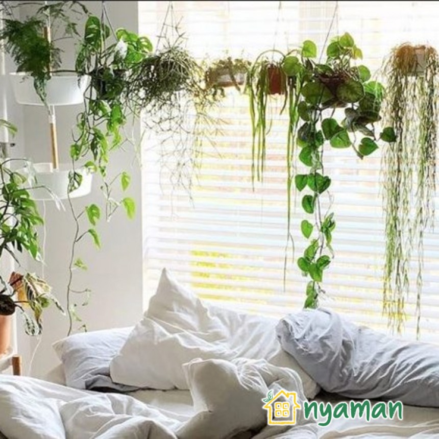 Inspirasi diy tanaman indoor agar interior rumah makin asri (1/3), Siapkan pot gantung (Hanging display)